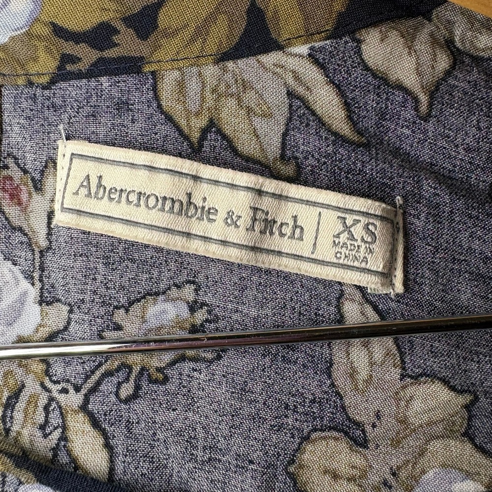 Abercrombie & Fitch‎ Y2K Floral Lace Up Mini Dress Black Rose Print XS Vintage - Picture 8 of 9